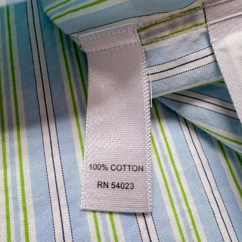 Banana Republic Shirt Mens 15 15.5 Blue White Stripe Shirt Business Casual Prepp